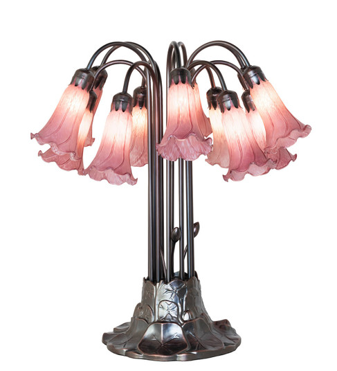 Lavender Tiffany Pond Lily 12 Light Table Lamp in Mahogany Bronze (57|273414)