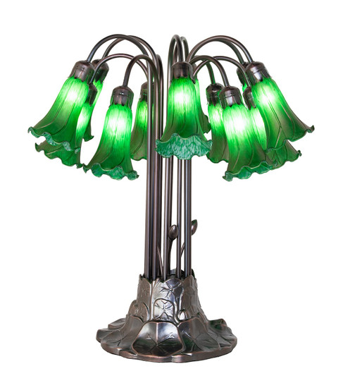 Green Tiffany Pond Lily 12 Light Table Lamp in Mahogany Bronze (57|273104)