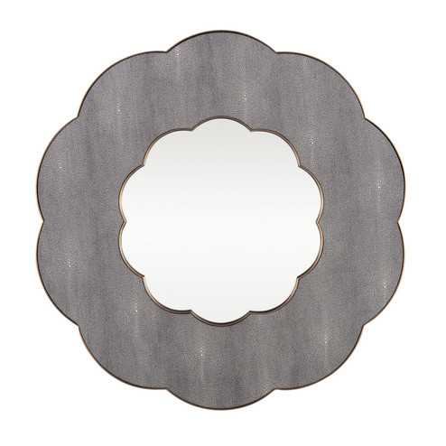 Scallop Wall Mirror in Gray Shagreen/Weathered Brass (137|453MI36A)