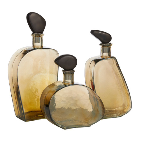 Calhoun Decanters, Set of 3 in Smoke Luster/Bronze (314|ARI15)