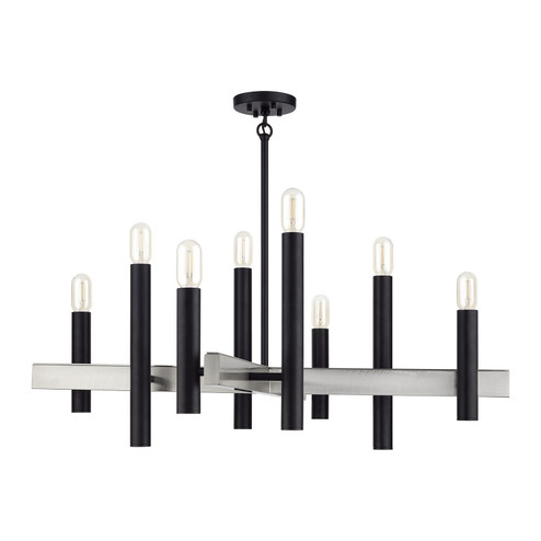 Helsinki Eight Light Chandelier in Black with Brushed Nickel (107|49996-04)