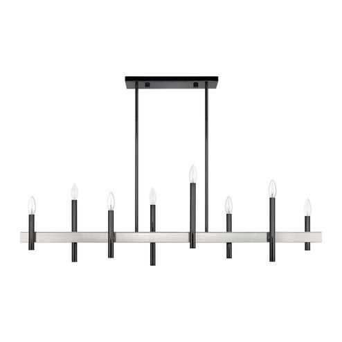 Denmark Eight Light Linear Chandelier in Black Chrome with Brushed Nickel (107|49338-46)