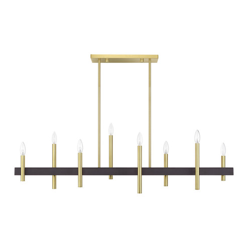 Denmark Eight Light Linear Chandelier in Satin Brass with Bronze (107|49338-12)