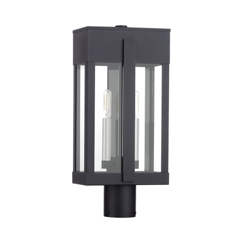 Berksford Two Light Outdoor Post Top Lantern in Black with Brushed Nickel (107|28964-04)
