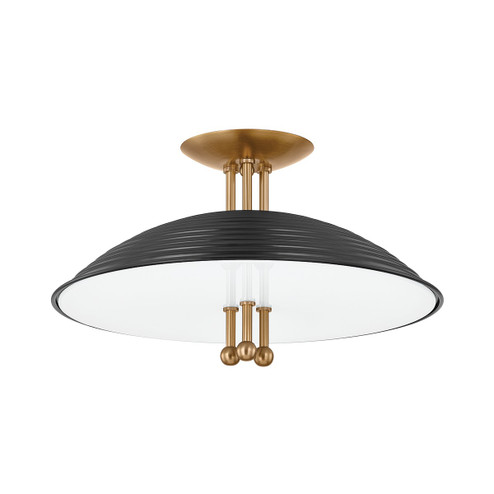 Larkin Three Light Semi Flush Mount in Patina Brass/Soft Black (67|C4416-PBR/SBK)