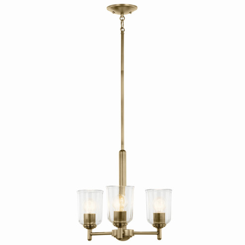 Shailene Three Light Mini Chandelier in Natural Brass (12|43670NBRCLR)