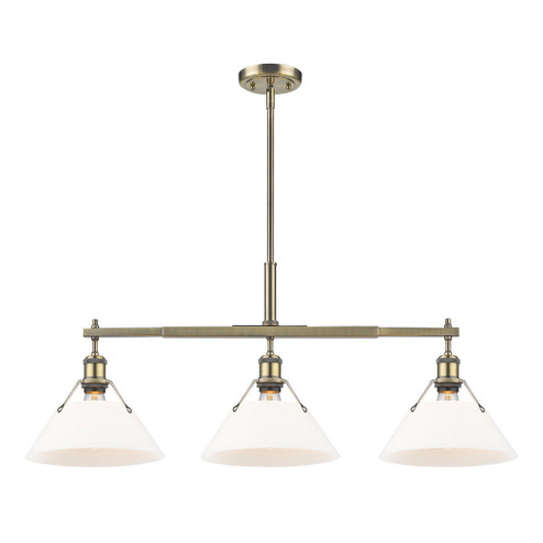 Orwell Three Light Linear Pendant in Aged Brass (62|3306-LP AB-OP)