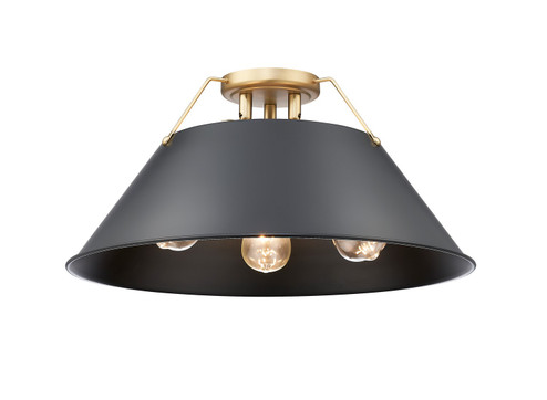 Orwell Three Light Flush Mount in Brushed Champagne Brass (62|3306-3FM BCB-BLK)