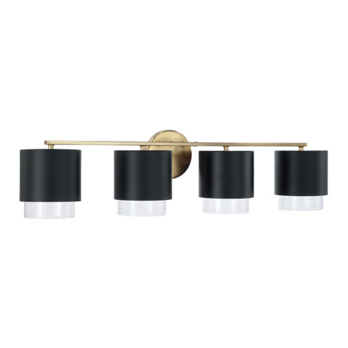 Weller Four Light Vanity in Matte Brass and Black (65|153041RK-549)