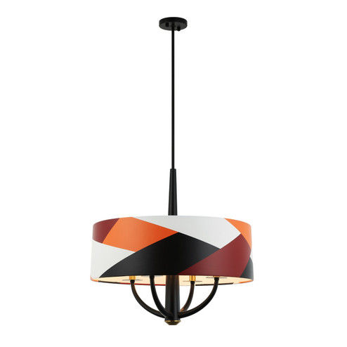 Patchwork Four Light Pendant in Black/Satin Brass/Patchwork (137|501P04BLSB) Patchwork Four Light Pendant in Black/Satin Brass/Patchwork (137|501P04BLSB)