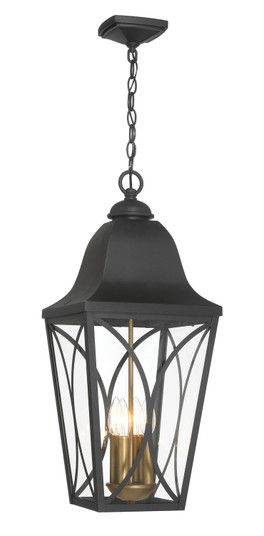 Cardigan Four Light Outdoor Pendant in Sand Coal Black & Olden Brass (7|73357-757)