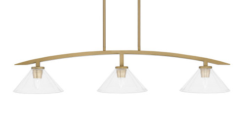 Kurve Three Light Island Pendant in New Age Brass (200|3736-NAB-304)