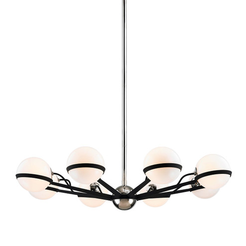Ace Eight Light Chandelier in Carbide Blk With Polished Nickel Accents (67|F7164-TBK/PN)
