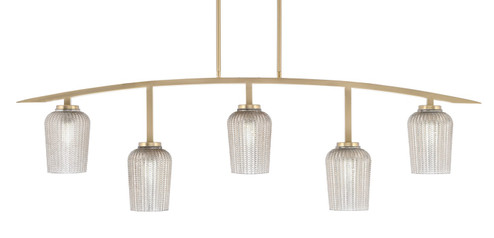 Kurve Five Light Billiard/Island in New Age Brass (200|3745-NAB-4253)