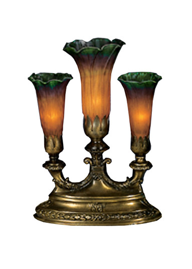 Amber/Green Tiffany Pond Lily Three Light Accent Lamp in Mahogany Bronze (57|17622)