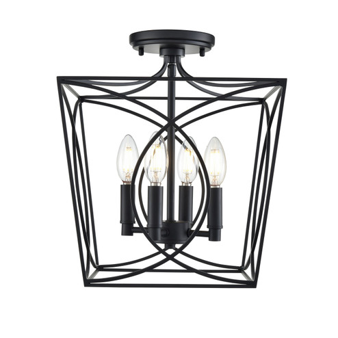 Tracy Four Light Semi-Flush Mount in Matte Black (59|4004-MB)