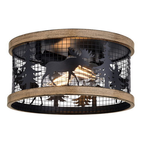Kodiak Two Light Flush Mount in Black and Burnished Teak (63|C0307)