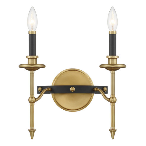 Consulate Two Light Wall Sconce in Matte Black and Warm Brass (51|9-9510-2-143)