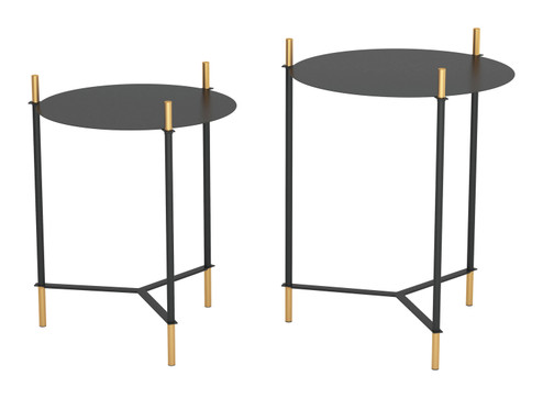 Jerry Set of 2 Side Tables in Black, Gold (339|101471)