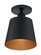 Motif One Light Semi Flush Mount in Black / Gold Accents (72|60-7331)