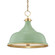 Painted No.1 Three Light Pendant in Aged Brass/Leaf Green Combo (70|MDS300-AGB/LFG)