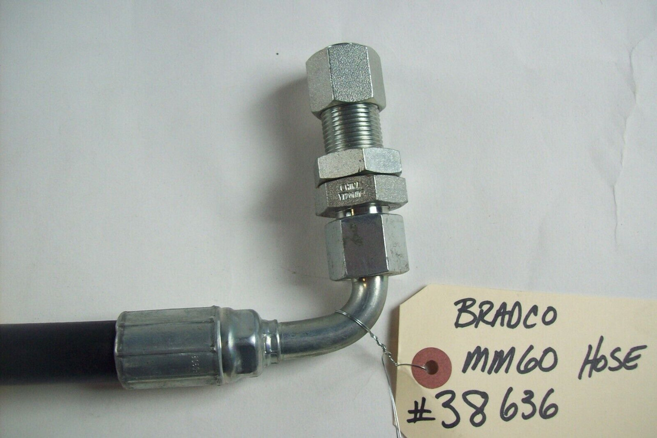 Bradco, 38636, Hydraulic Hose .50x18.50" 8FFS-8FFS 90Deg, Fits MM601, MM60, MM72