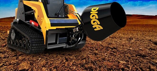 Digga Skid Steer Auger for High Flow Loaders, Includes Cement Mix Bowl 4 Cu Ft