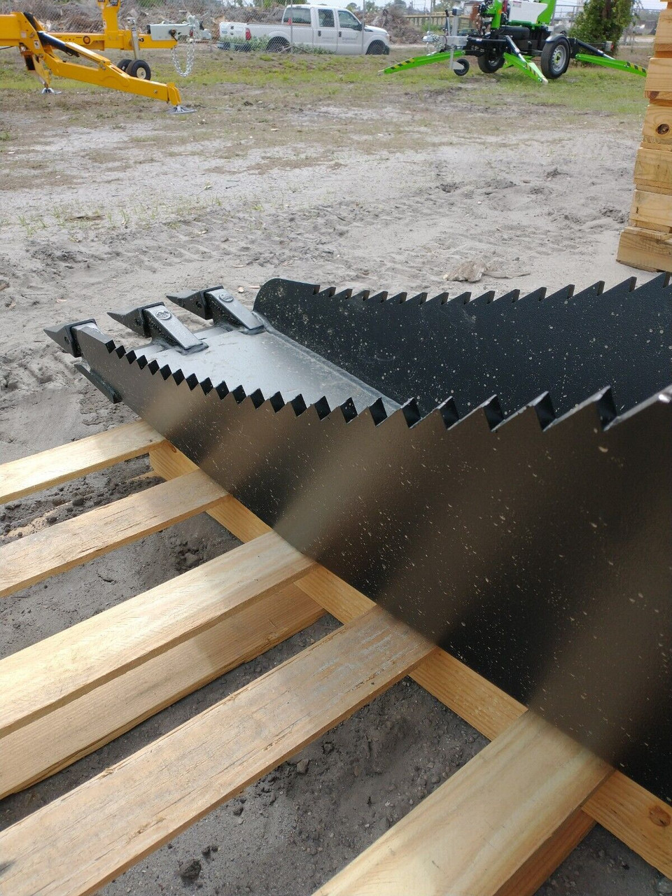 JENKINS STUMP BUCKET FOR SKID STEER 64" LONG FRONT 12" WIDE 1/2" GRADE 50