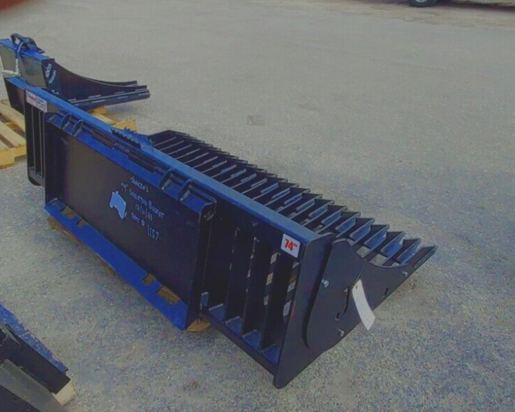Jenkin 74" Rock Bucket for Skid Steer Loaders, 3" Tine Spacing, Brand New in FL