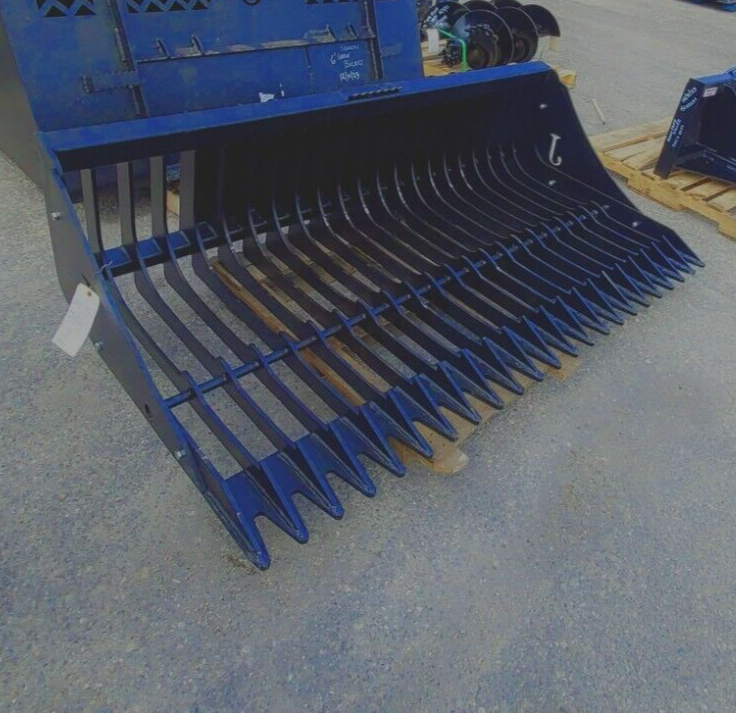 Jenkin 74" Rock Bucket for Skid Steer Loaders, 3" Tine Spacing, Brand New in FL