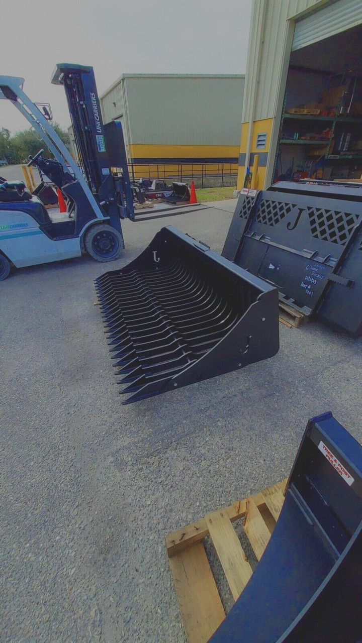 Jenkin 74" Rock Bucket for Skid Steer Loaders, 3" Tine Spacing, Brand New in FL