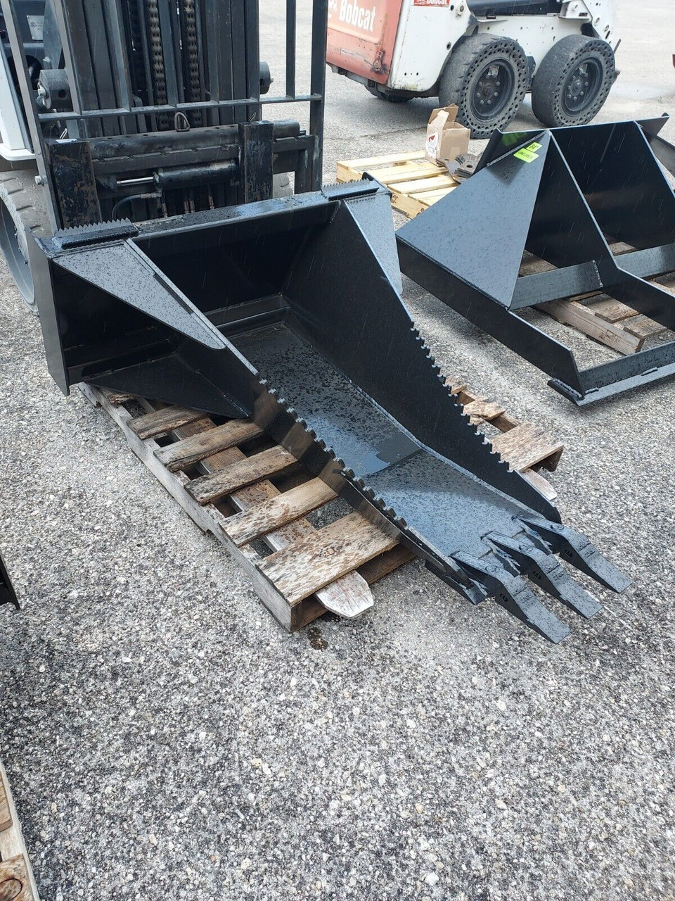 PRIME STUMP BUCKET FOR SKID STEER 63" LONG FRONT 12" WIDE 1/2" GRADE 50