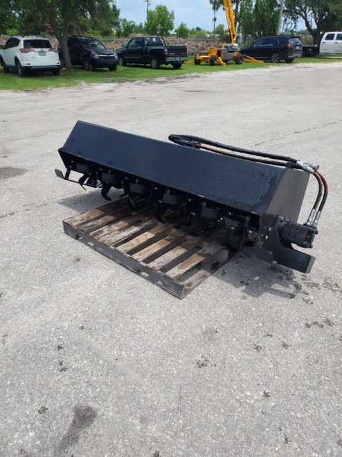 72" Skid Steer Rototiller Attachment,Bi-Directional,15-25GPM, Adjustable 6"Depth