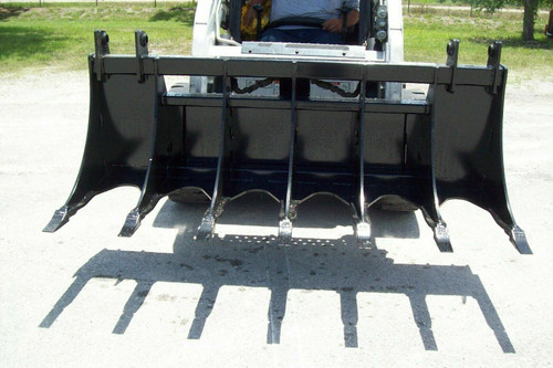 Skid Steer 72" Rake,Virnig V50 Grade 80 Steel,22" Depth, 7 Tines, 9.8"Spacing