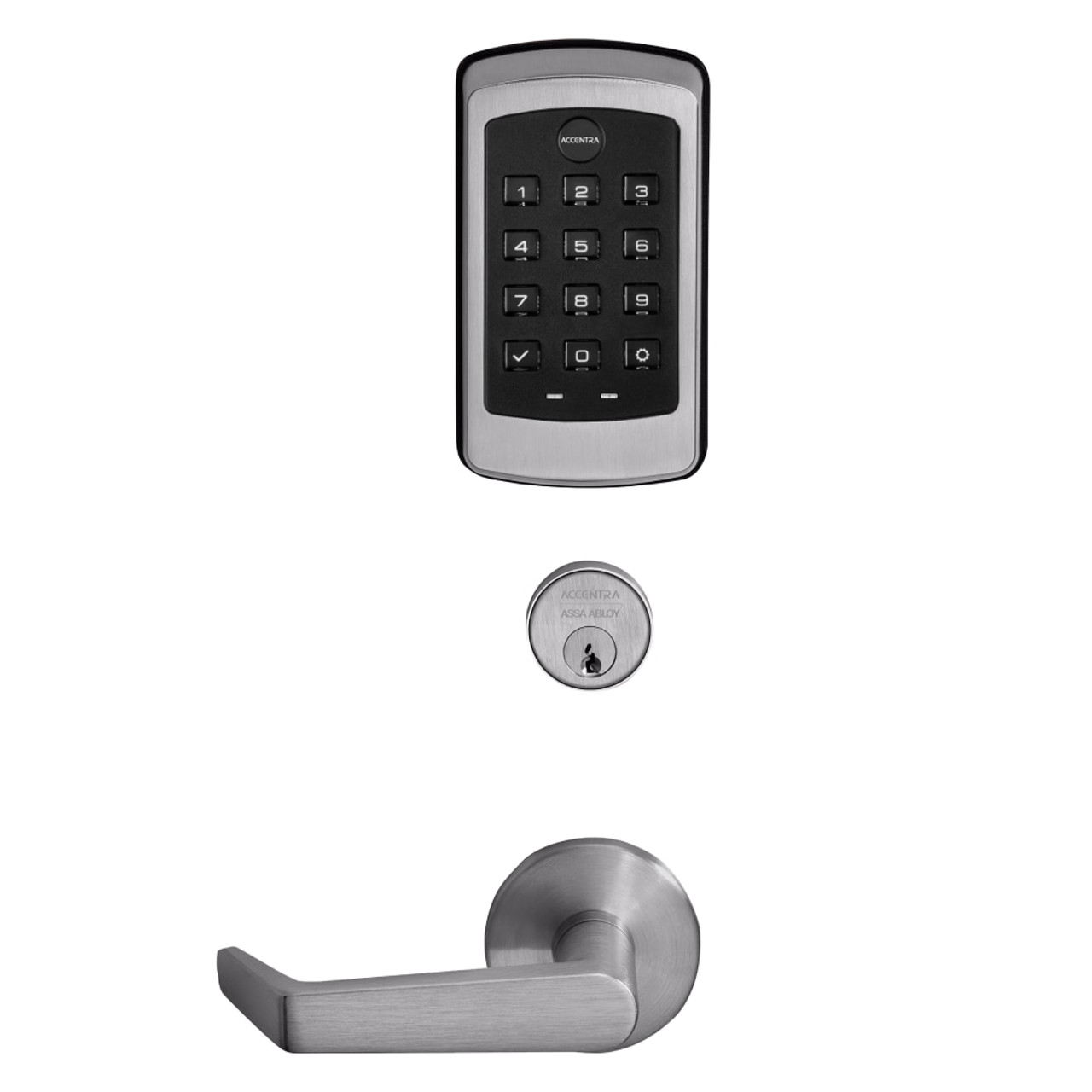 Yale AUR-NTM612-NR 626 Nextouch Sectional Mortise Push Button Keypad Lock  Without Deadbolt, Satin Chrome