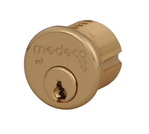 Medeco 10-0200-606 1-1/8" High Security Mortise Cylinder Satin Brass