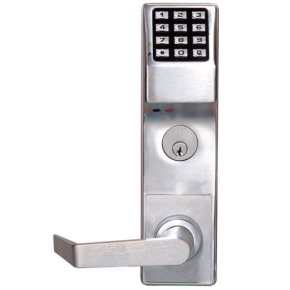 Alarm Lock DL3500DBL US26D Pushbutton Mortise Lock with Deadbolt Weatherproof Straight Lever