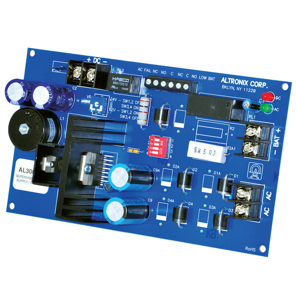 Altronix AL300ULB Power Supply Power Supply Charger Board Single Class 2 Output 12/24VDC @ 2.5A 28VAC Short Circuit and Thermal Overload Protection