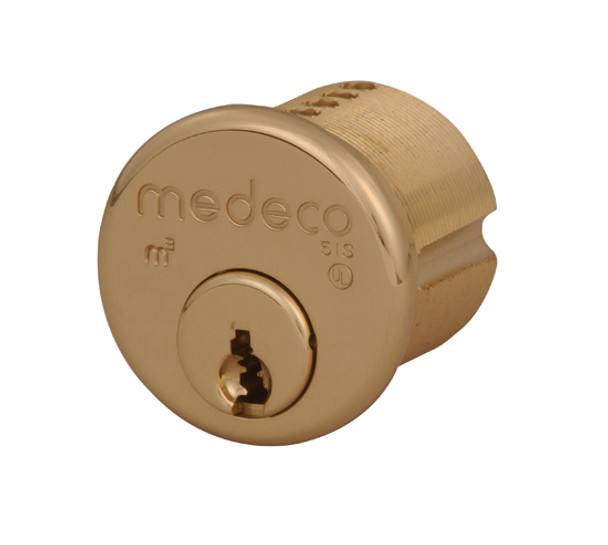 Medeco 10-0200-606 1-1/8" High Security Mortise Cylinder Satin Brass