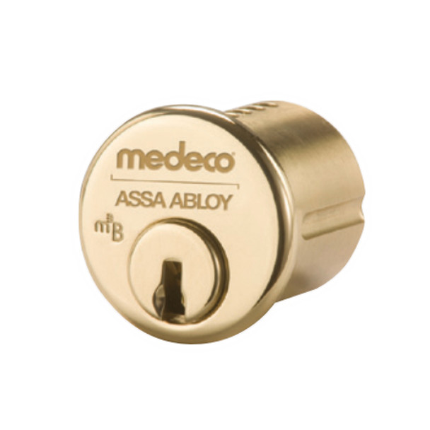 1-1/4" Medeco 10-500-605 High Security Mortise Cylinder Polished Brass