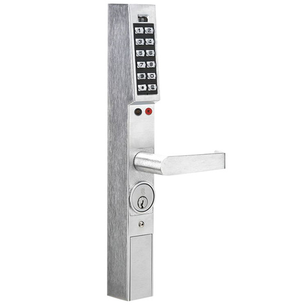 Alarm Lock DL1300/26D1 Pushbutton Aluminum Door Trim Audit Trail Straight Lever Satin Chrome