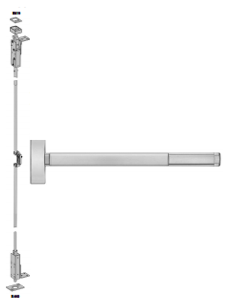 PHI FL2703 630 36 Wood Door Concealed Vertical Rod Exit Device Key Retracts Latchbolt Fire Rated 3 Ft. Device