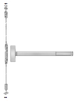 Concealed Vertical Rod Exit Device, Exit Only, Cover Plate Prep, 3 Ft. Device