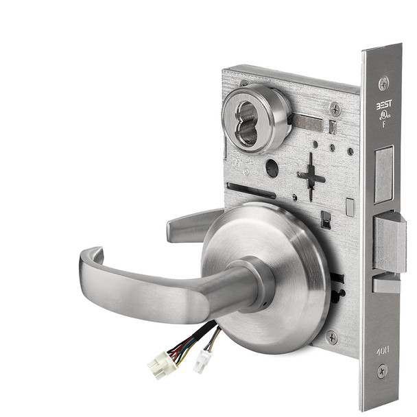 Best 45HW7TDEL14S626RQE Fail Safe 24V With Deadbolt Electrified Mortise Lock 14 Lever S Rose