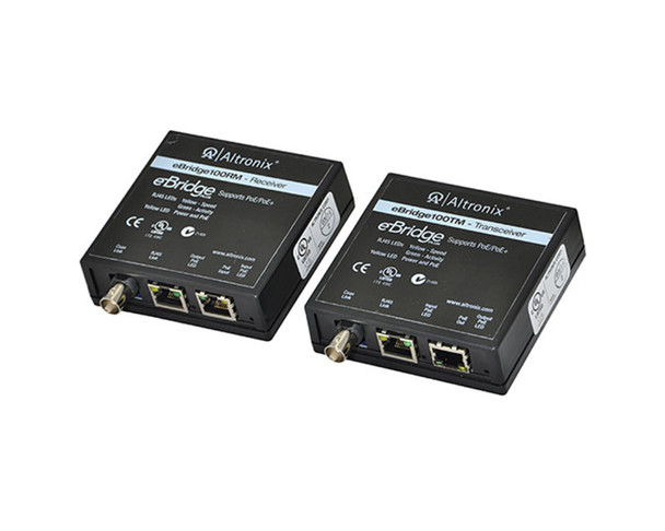 Altronix EBRIDGE100RMT Power Supply Ethernet over Coax/Cat5e Adapters kit Powered by Midspan or Endspan Throughput is Rated to Pass 100mbps of Data