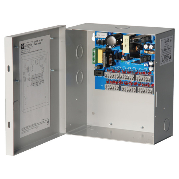 Altronix SAV18D DC CCTV Power Supply 115VAC 60Hz at 1.5A or 230VAC 50Hz at 0.75A Input 18 PTC Protected Class 2 Outputs 12VDC at 5A Max Total Current