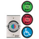 Securitron PB5 2" Round, Momentary, DPST, w/Light, SG, Red/Green/Handicap Push Button