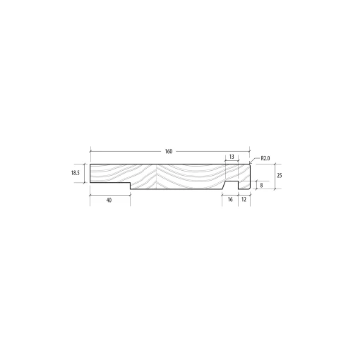 160x25 FJ Reveal Rebated & Grooved PP H3.1 5.4m