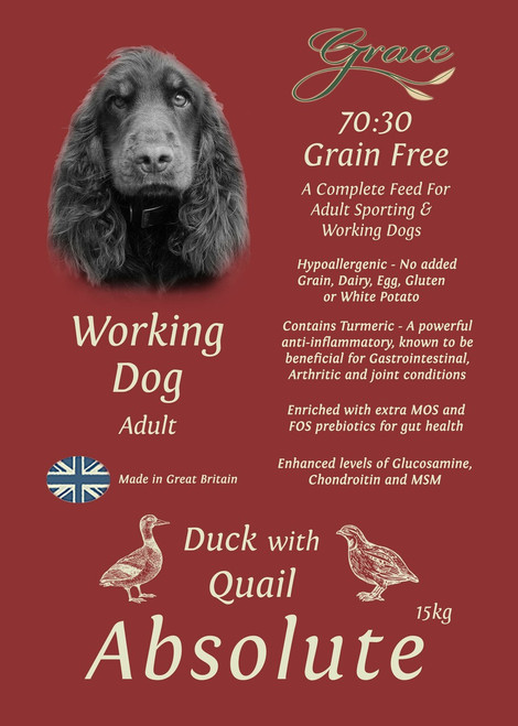 Grace 70/30 Absolute Duck with Quail 30kg Working Dog