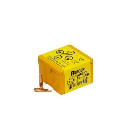 Berger Match Grade Target Bullets .22 cal .224" 75 gr VLD TARGET 100/box